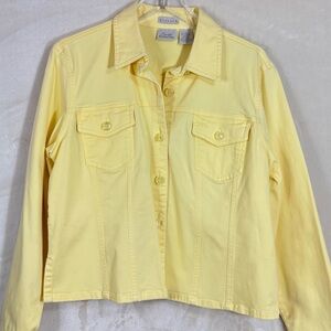 Vintage Giorgio Fiorlini Women’s Yellow Button Up Cotton Stretch Jacket Size L